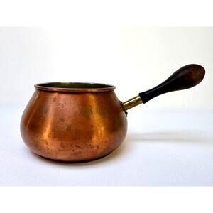 Copral Portugal Copper Pot Wood Handle Vintage Saucepan 11”